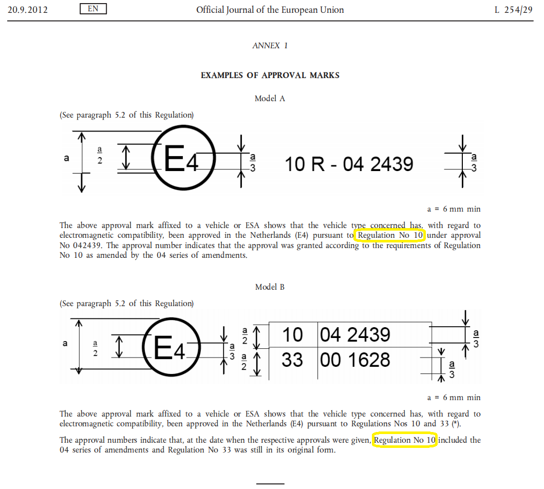 E-mark - ECE R10